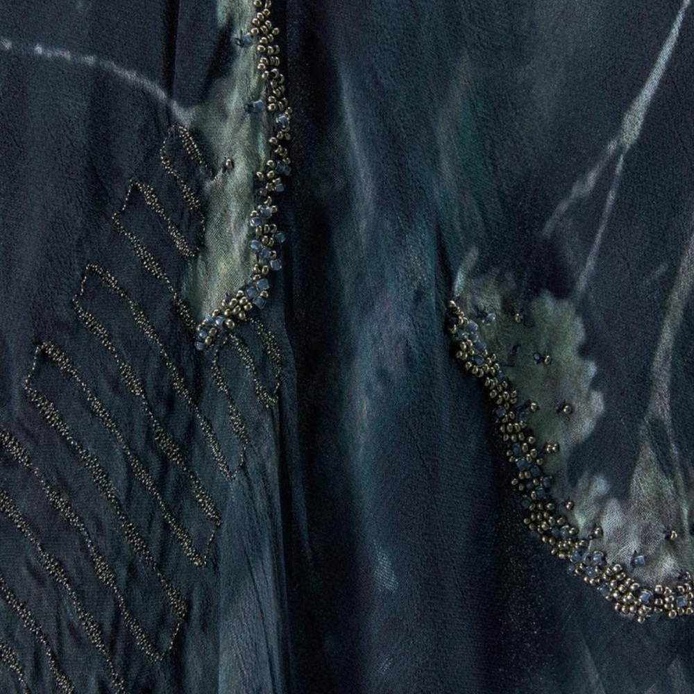 Zara One-Shoulder Navy Blue Floral Midi Dress - Picture 5 of 7